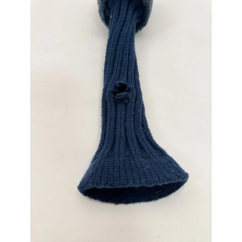 Vintage Unbranded Plush Fur 1 Wood Driver Golf Club Headcover Navy Blue Knit
